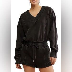 Free People x FP Movement Intercept Romper, Black, Size Large